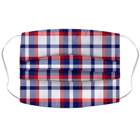 Red white and blue Plaid Accordion Face Mask