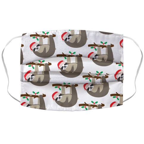 Christmas Sloth Pattern Accordion Face Mask