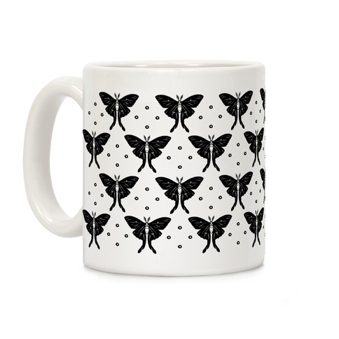 Luna Moth Black and White Boho Pattern Coffee Mug