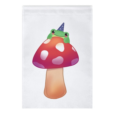 Magic Mushroom Frog Garden Flag