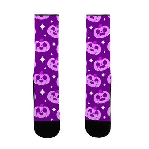 Kawaii Pumpkins Pattern Purple Sock
