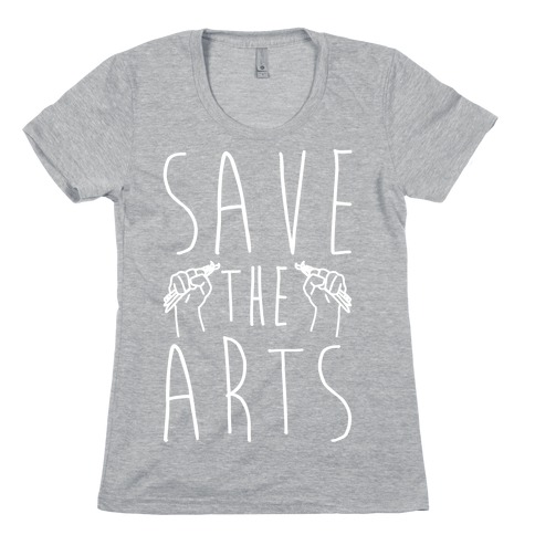 Save The Arts White Print Womens T-Shirt