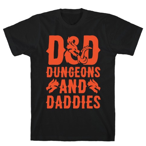 Dungeons and Daddies Parody White Print T-Shirt