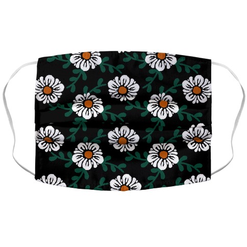 Retro Flowers and Vines Black Accordion Face Mask