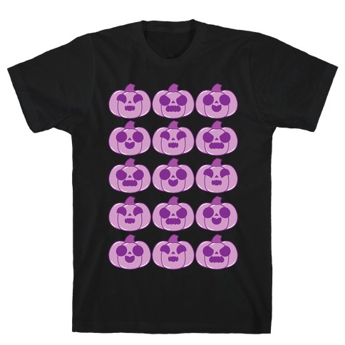 Kawaii Pumpkins Pattern Purple T-Shirt