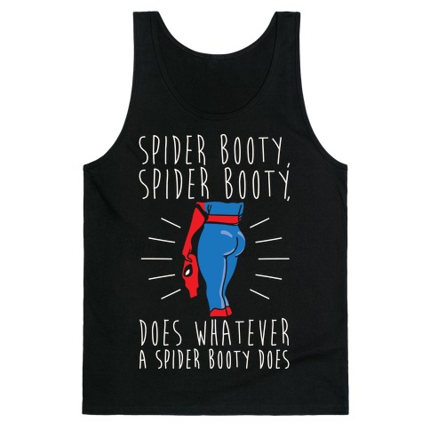 Spider Booty Parody White Print Tank Top