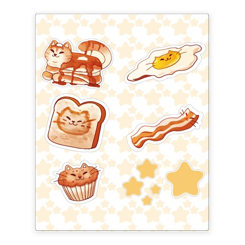 Cat Stickers, Cats with Food Stickers, Stickers with cats