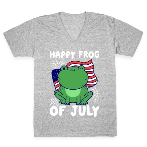 Happy Frog of July V-Neck Tee Shirt