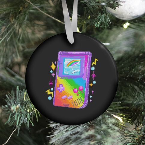 90s Rainbow Pixel Game Boy Ornament