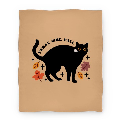 Feral Girl Fall Black Cat Blanket