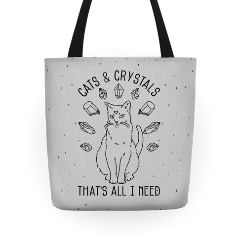 Cats and Crystals Black Lines Tote