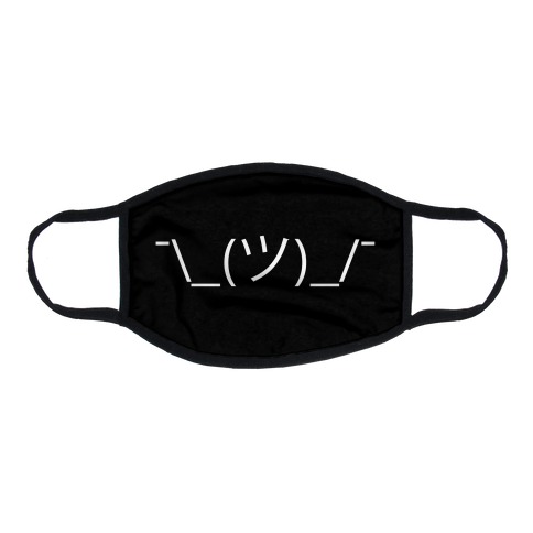 Shrug Emoji Black Flat Face Mask