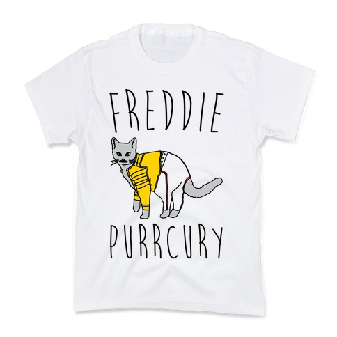 Freddie Purrcury Cat Parody Kids T-Shirt