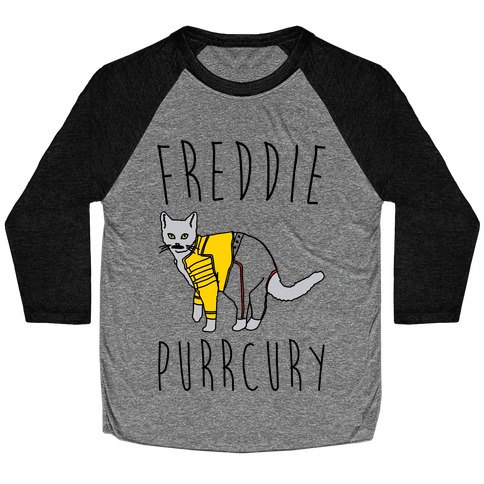Freddie Purrcury Cat Parody Baseball Tee