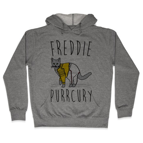 Freddie Purrcury Cat Parody Hooded Sweatshirt