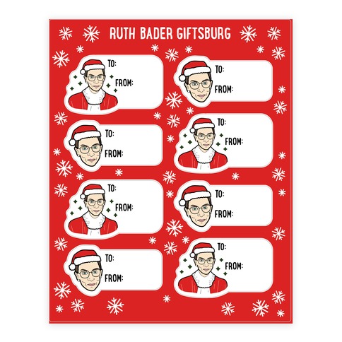 Ruth Bader Giftsburg - Christmas Gift Tags Stickers and Decal Sheet