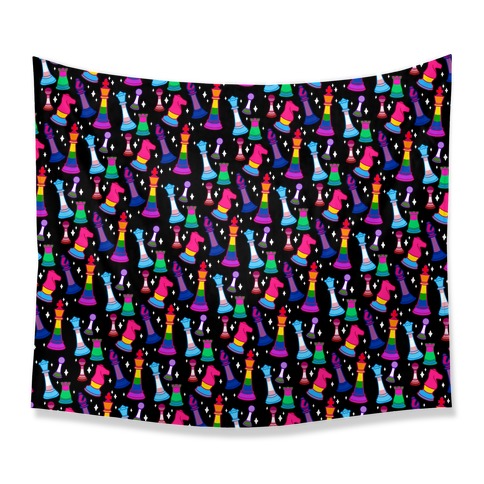 Pride Chess Pieces Pattern Tapestry