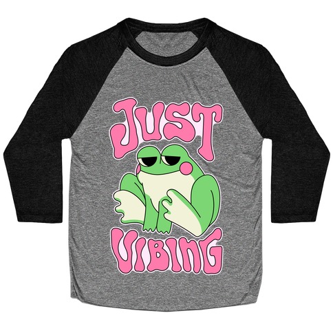 Just Vibing Groovy Frog Baseball Tee