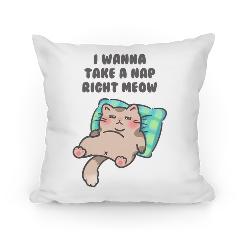 I Wanna Take A Nap Right Meow Pillow