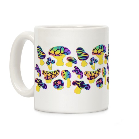Psychedelic 90s Rainbow Animal Print Mushrooms Coffee Mug