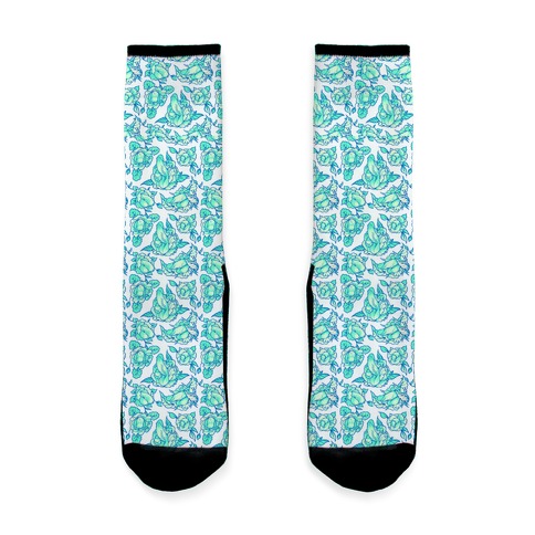 Floral Penis Pattern Teal Sock