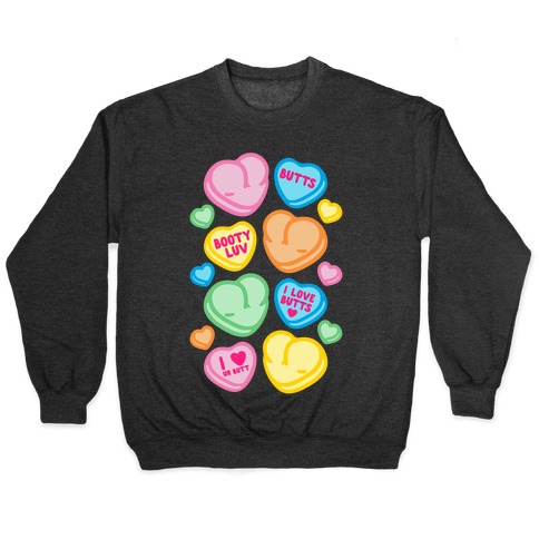 Candy Heart Butts White Print Pullover