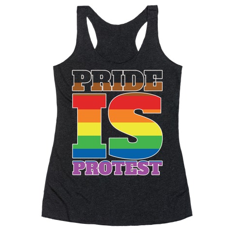 Pride Is Protest White Print Racerback Tank Top
