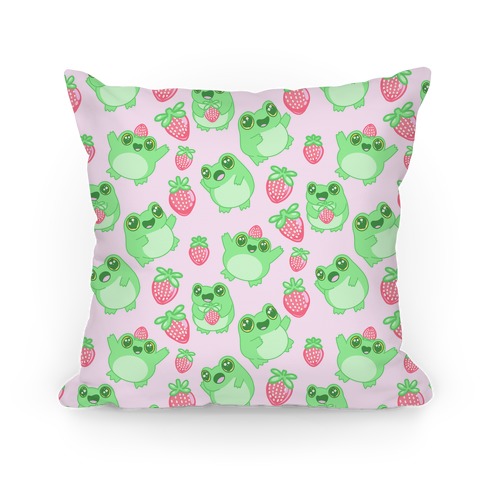 Strawberry Frogs Pattern Pillow