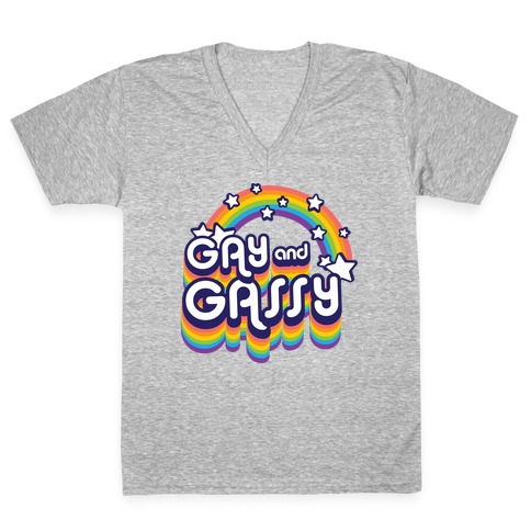 Gay and Gassy Rainbow V-Neck Tee Shirt