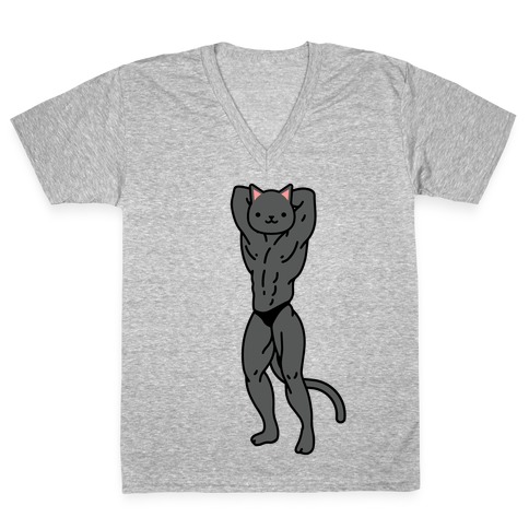 Buff Cat Black V-Neck Tee Shirt