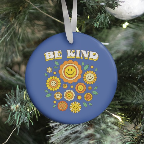 Be Kind Flower Power Smileys Ornament