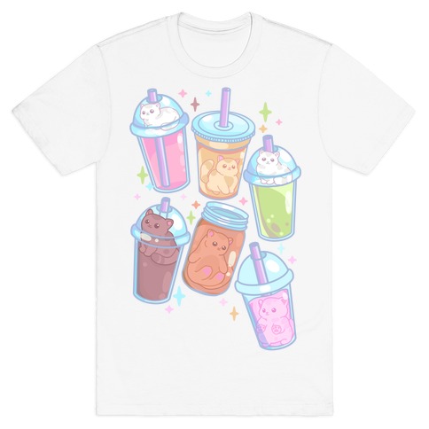 Kawaii Cat Cafe Drinks T-Shirt