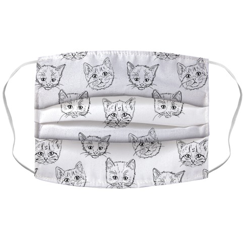 Black and White Kitten Pattern Accordion Face Mask
