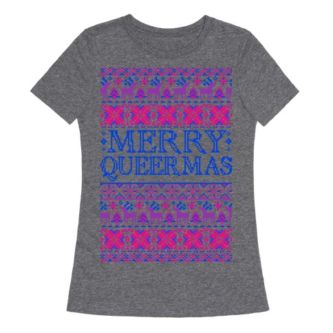 Merry Queermas Bisexual Pride Christmas Sweater Womens T-Shirt