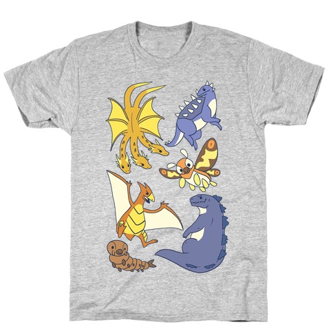 Godzilla and Friends Pattern T-Shirt