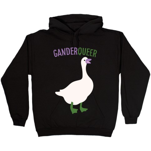 Ganderqueer (Goose Parody) White Print Hooded Sweatshirt
