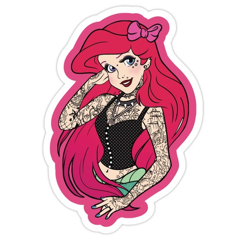 Punk Mermaid Princess Die Cut Sticker