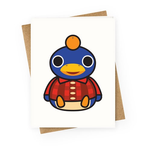 Roald Sitting With An Orange On His Head (Animal Crossing) Greeting Card