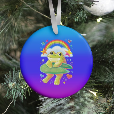 90's Rainbow Frog Ornament