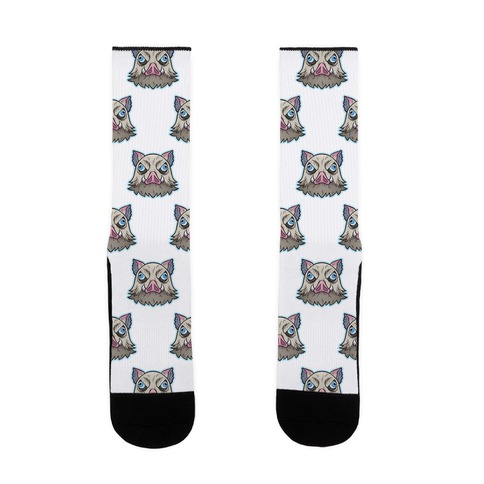 Inosuke Mad Boar Pattern White Sock