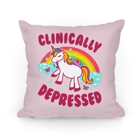 Clinically Depressed Unicorn Pillow