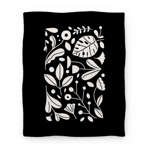 Black and White Plant Pattern Blanket