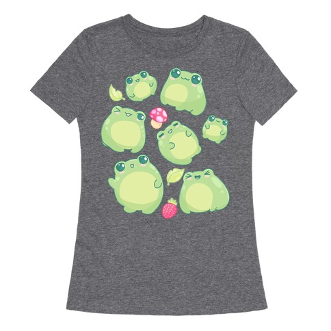 Kawaii Frogs Pattern Womens T-Shirt