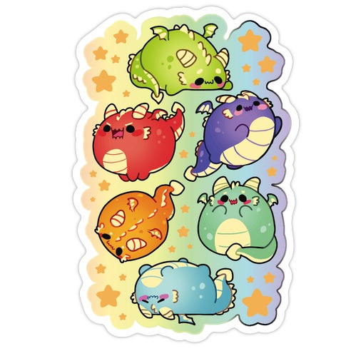 Kawaii Dragons Pattern Die Cut Sticker
