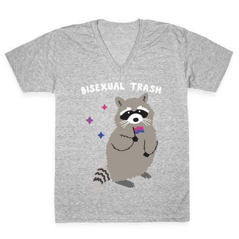 Bisexual Trash Raccoon V-Neck Tee Shirt
