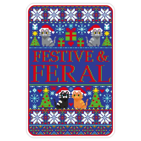 Festive and Feral Sweater Pattern Die Cut Sticker
