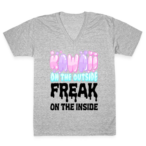 Kawaii On the Outside, Freak on the Inside V-Neck Tee Shirt