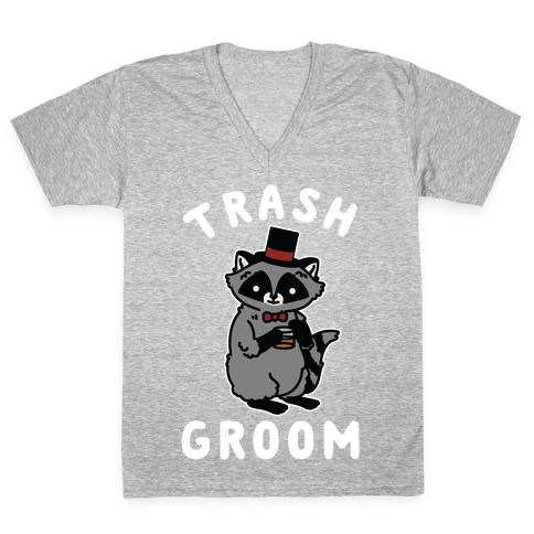 Trash Groom Raccoon Bachelor Party V-Neck Tee Shirt