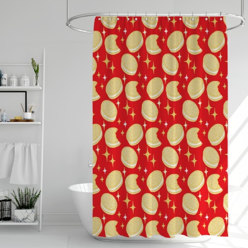 Golden Sandwich Cookies Pattern Shower Curtain