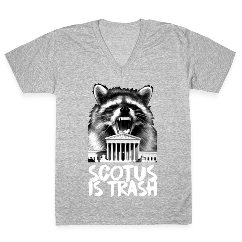 SCOTUS is Trash Raccoon Halftone V-Neck Tee Shirt